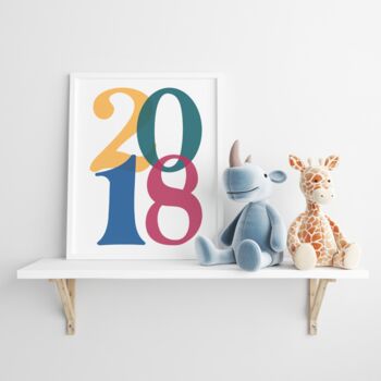 Personalised Year Print Colourful Wall Art, 5 of 5