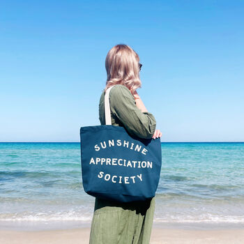 'Sunshine Appreciation Society' Blue Canvas Bag, 4 of 7