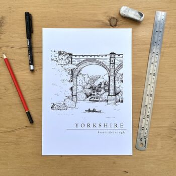 Knaresborough Hand Illustrated Yorkshire Print, 3 of 10