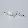 Sterling Silver Snowflake Dangle Stud Earrings, thumbnail 3 of 6