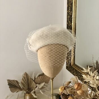 Ivory Beret With Optional Veil And Accessories, 4 of 12
