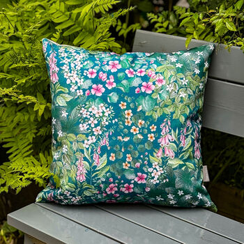 Water Resistant Outdoor Cushion Cottage Garden Teal, 3 of 5