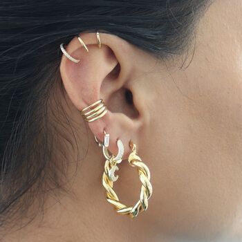 18 K Gold Plated Crescent Moon Huggie Earrings, 10 of 11