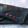 Black Leather Lined Gloves With Button Detail, thumbnail 6 of 10