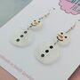 White Snowman Glitter Resin Christmas Earrings, thumbnail 4 of 4