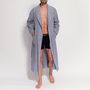 Men's Ash Grey Two Fold Flannel Robe, thumbnail 1 of 4