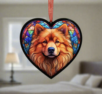 Chow Chow Stained Glass Effect Heart Suncatcher, 5 of 6