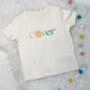 Muted Rainbow Personalised Kids T Shirt, thumbnail 1 of 3