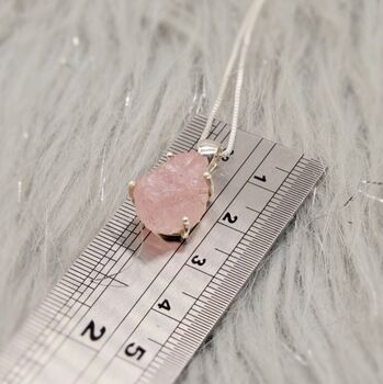 Raw Rose Quartz Sterling Silver Necklace, 4 of 6