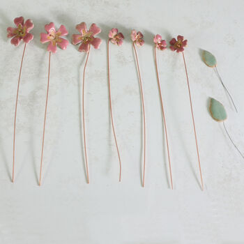 Pink Primrose Bouquet Handmade Ceramic Flowers, 4 of 8