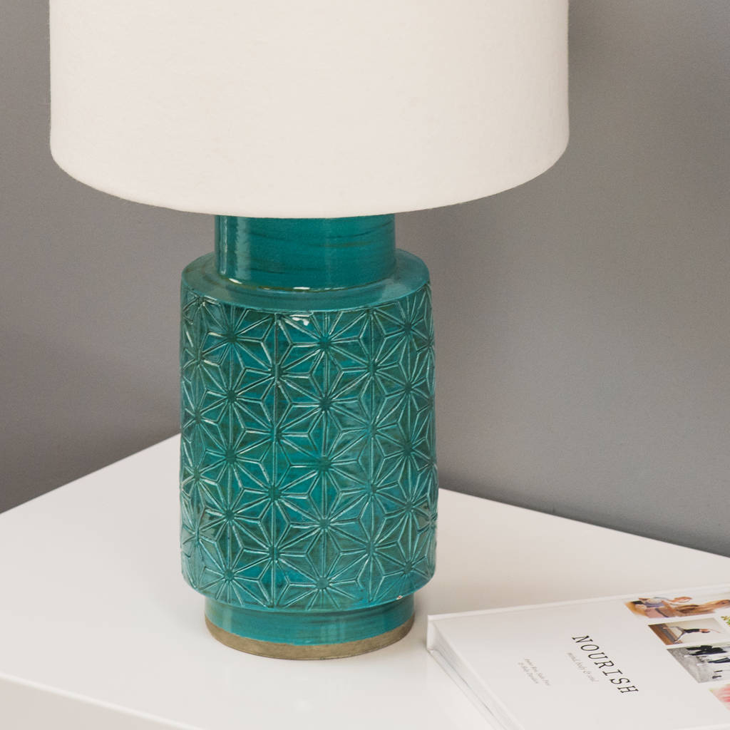 teal scandi geometric table lamp base by quirk