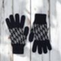 Men's Geometric Lambswool Gloves In Navy Blue, thumbnail 1 of 2