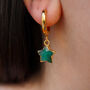 Emerald May Birthstone Star Hoop Earrings, thumbnail 1 of 10