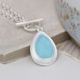 Silver Plated Aqua Birth Stone Teardrop Necklace, thumbnail 2 of 5