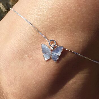 Sterling Silver Anklet, Silver Butterfly, 2 of 3