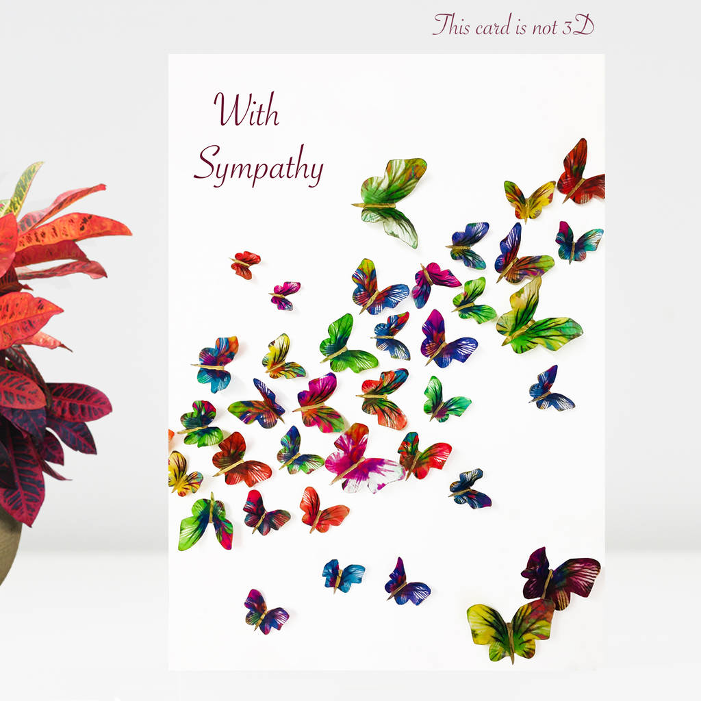 Butterfly with sympathy card, butterflies card by inkywool butterfly ...