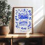 Scenes Of Venice, Italy Blue Tile Inspired Travel Print, thumbnail 1 of 12