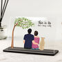 Personalised Couple And Pet Portrait – Custom Acrylic Backview Plaque With Stand, thumbnail 1 of 11