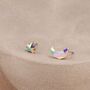 Sterling Silver Mismatched Moon And Star Aurora Crystal Stud Earrings, thumbnail 7 of 12