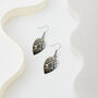Metallic Grey And Black Aztec Design Earrings, thumbnail 3 of 3