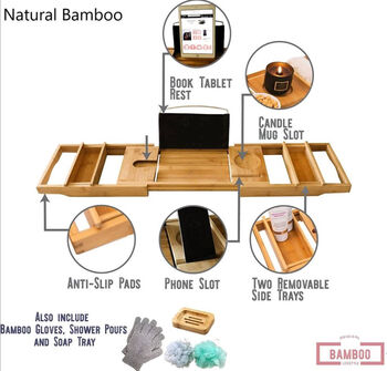 Wood Home Spa Bathtub Caddy Bath Tray, 5 of 8