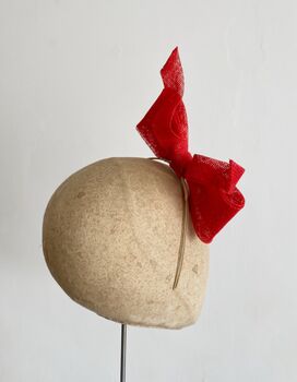 Sculptural Red Bow Fascinator 'Ava', 6 of 11