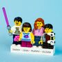 Personalised Lego® Brick Group Minifig Set For Couples And Family. Novelty Custom Gift, thumbnail 1 of 12