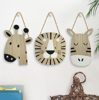 Children's Wooden Animal Face Hanging Plaques, 4 of 9