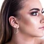 Topaz November Birthstone Oxidised Silver Square Hoop Earrings, thumbnail 3 of 5