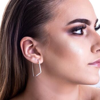 Topaz November Birthstone Oxidised Silver Square Hoop Earrings, 3 of 5