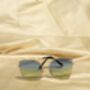 Blue Green Gradient Tint Butterfly Wire Sunglasses, thumbnail 2 of 4