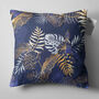 Dark Blue Tropical Leaf Themed Soft Cushion Cover, thumbnail 5 of 7