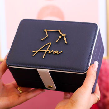 Personalised Gold Star Sign Jewellery Box Travel Gift For Her, 2 of 4