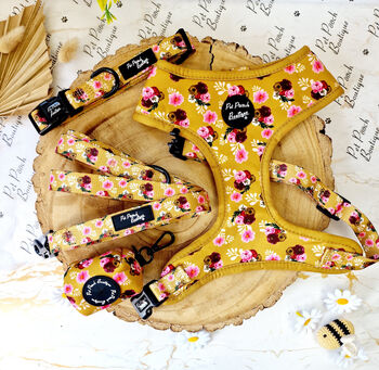 Vintage Yellow Buttercup Peonies Dog Collar, 9 of 9