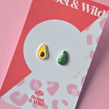 Avocado Enamel Studs, 2 of 3