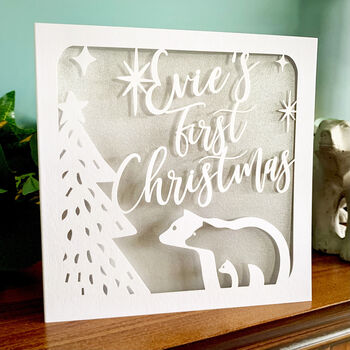 Polar Bear Personalised First Christmas Card, 2 of 4