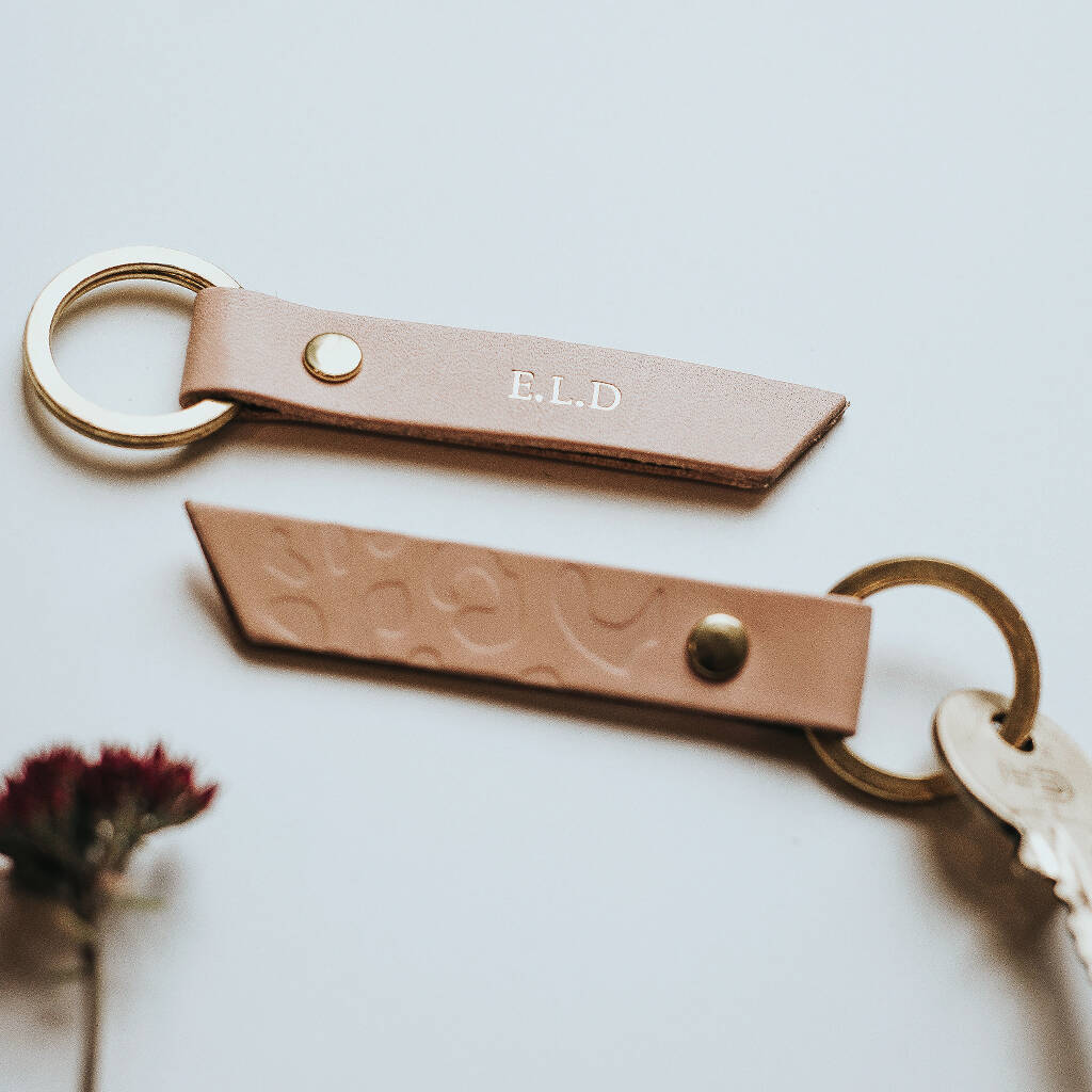 personalised leopard print coloured leather keyring by create gift love ...