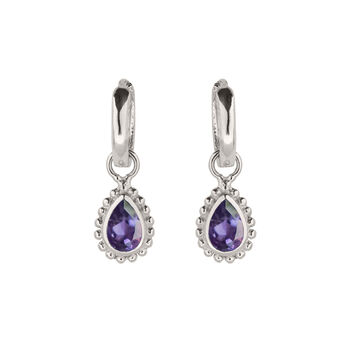 February Birthstone Amethyst Sterling Silver Huggie Hoop Earrings, 2 of 12