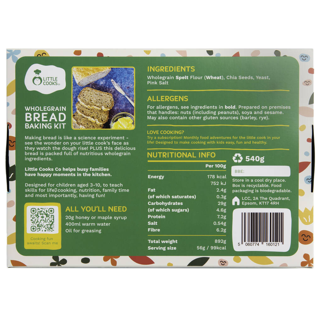 Wholegrain Bread Baking Kit By Little Cooks Co