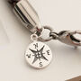 Leather Wristband With Sterling Compass Pendant, thumbnail 2 of 5
