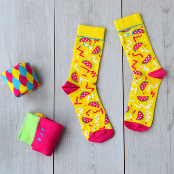 Set Of Three Colourful Monogrammed Socks, 2 of 3
