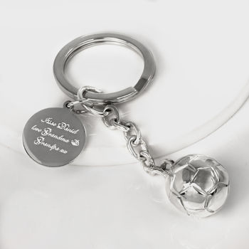 Sterling Silver Football Key Ring, 6 of 7