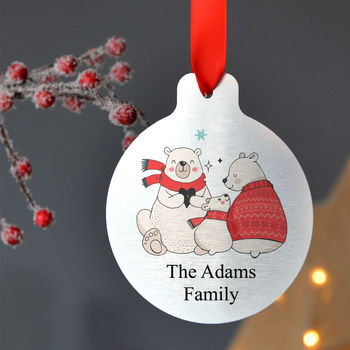 Personalised Silver Or Gold Metal Bear Christmas Bauble, 2 of 2