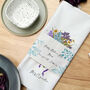 Hand Illustrated Birth Flower Family Bunch Tea Towel, thumbnail 3 of 9