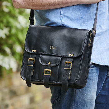 Leather Satchel With Front Pocket Midi, 7 of 11