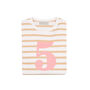 Biscuit + White Breton Striped Number/Age T Shirt Pink, thumbnail 6 of 6