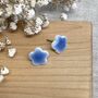 Small Blue Forget Me Not Ceramic Earrings, thumbnail 1 of 8