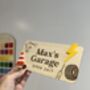 Personalised Wooden Car Garage Playroom Sign Montessori Pretend Play Accessory, thumbnail 6 of 7