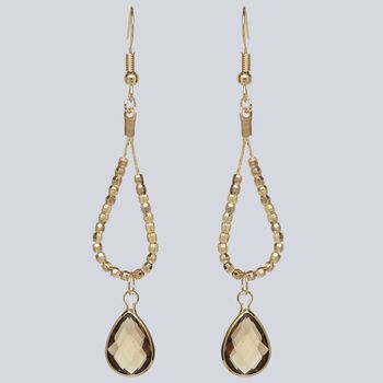 Gold Coloured Bead And Cream Opal Statement Earrings, 6 of 6