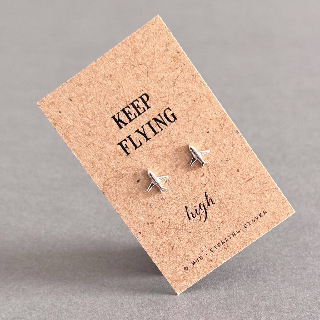 Flying High Sterling Silver Airplane Earrings, 1 of 7